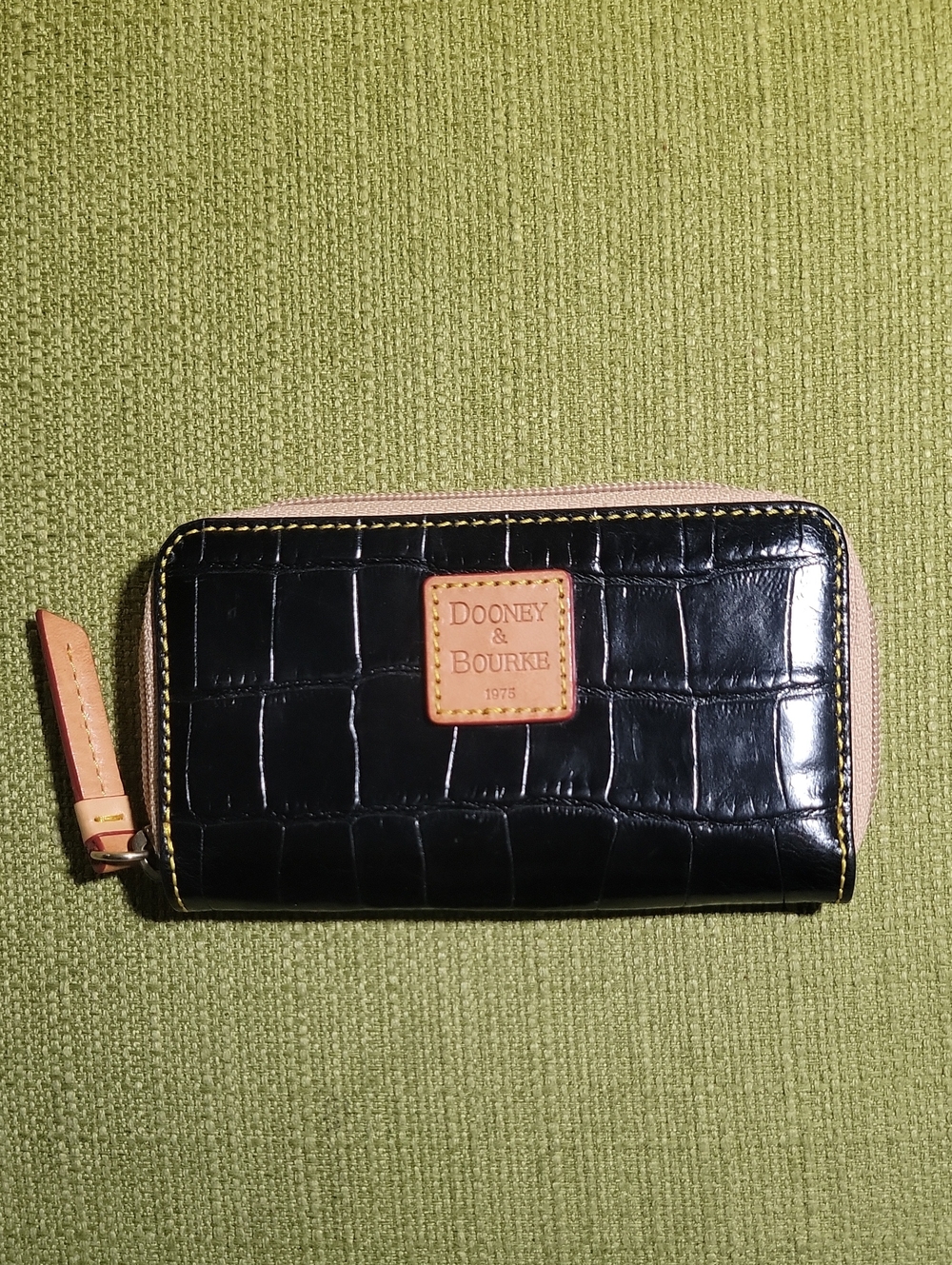 Dooney & Bourke Black Croc-Embossed Zip Wallet
